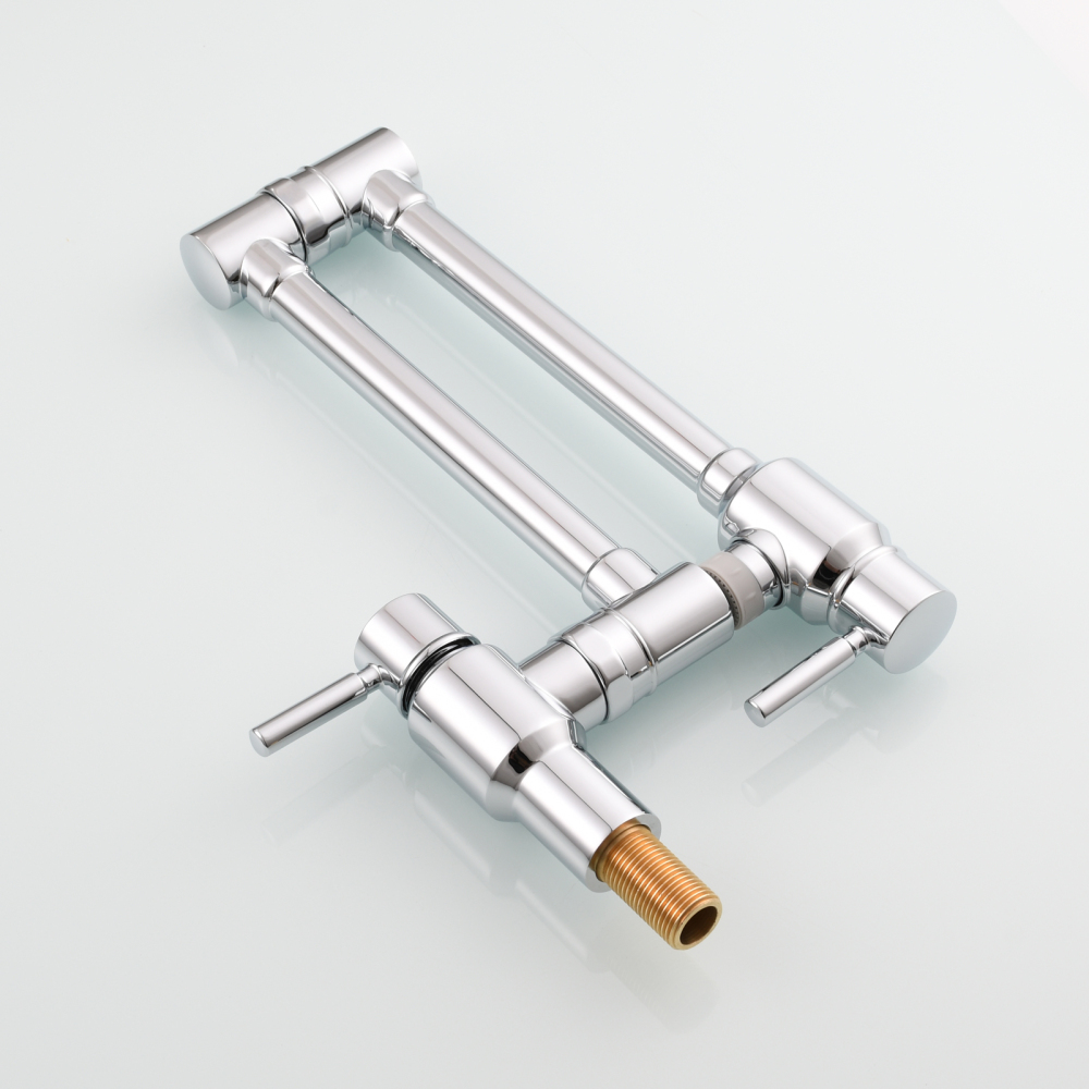 Tecmolog Brass Chrome Single Cold Faucet,Modern Wall Mounted Folding Pot Filler Kitchen Faucet