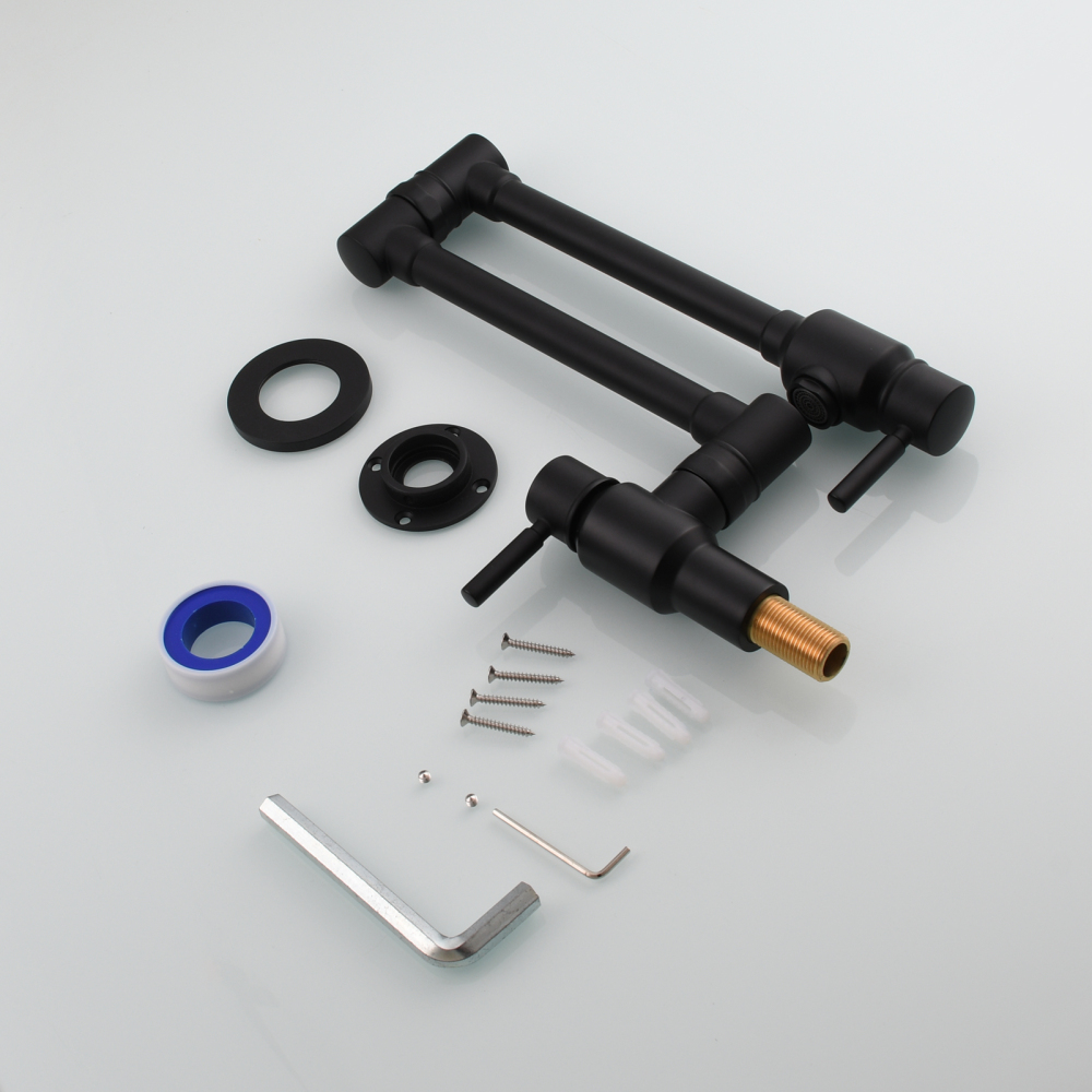 Tecmolog Brass Chrome Single Cold Faucet,Modern Wall Mounted Folding Pot Filler Kitchen Faucet