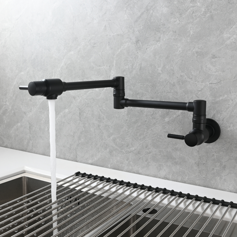 Tecmolog Brass Chrome Single Cold Faucet,Modern Wall Mounted Folding Pot Filler Kitchen Faucet