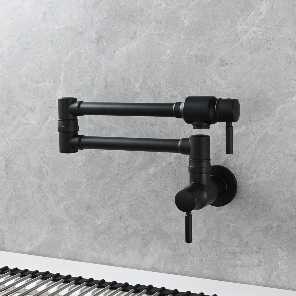 Tecmolog Brass Chrome Single Cold Faucet,Modern Wall Mounted Folding Pot Filler Kitchen Faucet