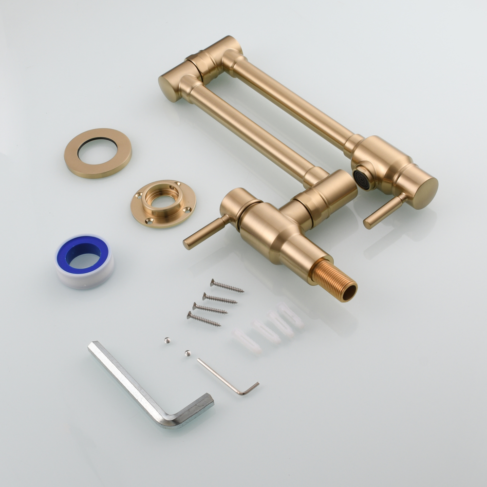 Tecmolog Brass Chrome Single Cold Faucet,Modern Wall Mounted Folding Pot Filler Kitchen Faucet