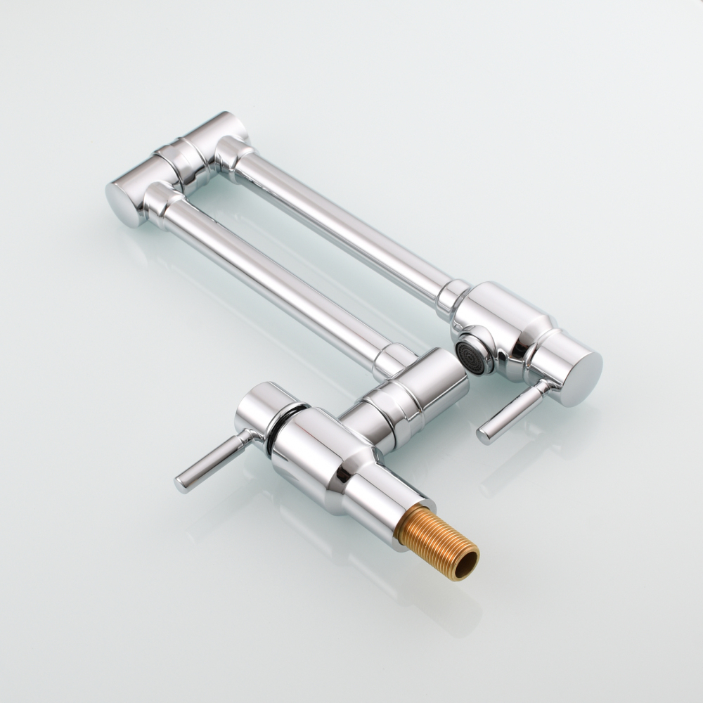 Tecmolog Brass Chrome Single Cold Faucet,Modern Wall Mounted Folding Pot Filler Kitchen Faucet