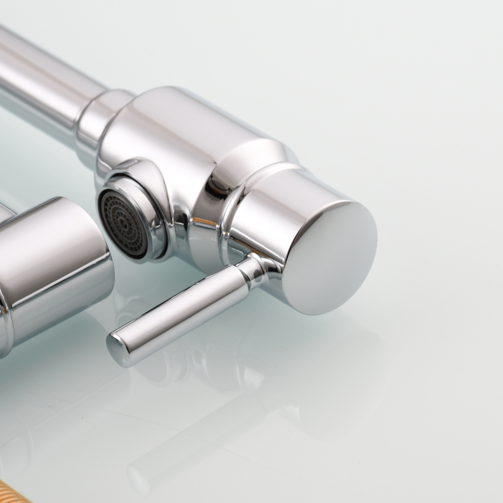 Tecmolog Brass Chrome Single Cold Faucet,Modern Wall Mounted Folding Pot Filler Kitchen Faucet