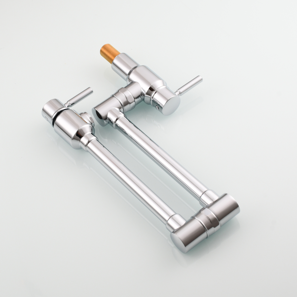 Tecmolog Brass Chrome Single Cold Faucet,Modern Wall Mounted Folding Pot Filler Kitchen Faucet