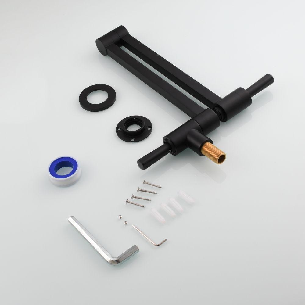 Tecmolog Brass Kitchen Wall Mounted Faucet Rotating Switch Telescopic Faucet