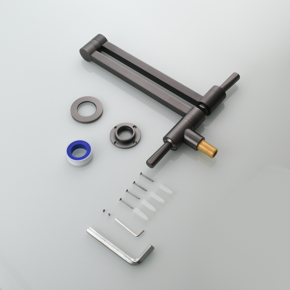 Tecmolog Brass Kitchen Wall Mounted Faucet Rotating Switch Telescopic Faucet