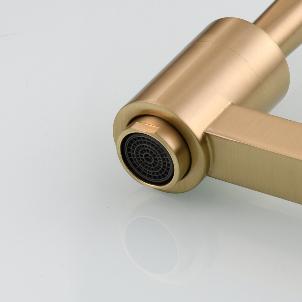 Tecmolog Brass Kitchen Wall Mounted Faucet Rotating Switch Telescopic Faucet