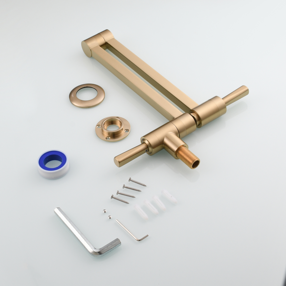 Tecmolog Brass Kitchen Wall Mounted Faucet Rotating Switch Telescopic Faucet