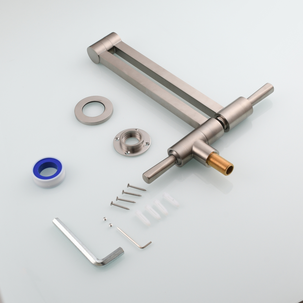 Tecmolog Brass Kitchen Wall Mounted Faucet Rotating Switch Telescopic Faucet