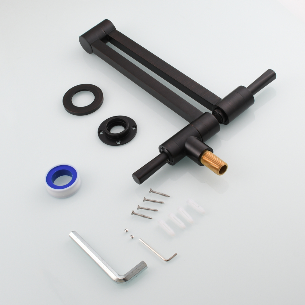 Tecmolog Brass Kitchen Wall Mounted Faucet Rotating Switch Telescopic Faucet