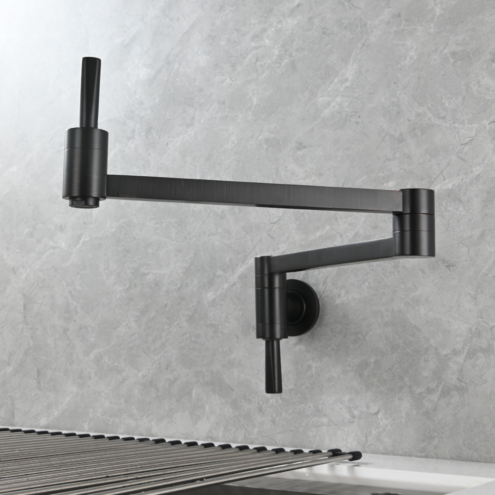 Tecmolog Brass Kitchen Wall Mounted Faucet Rotating Switch Telescopic Faucet