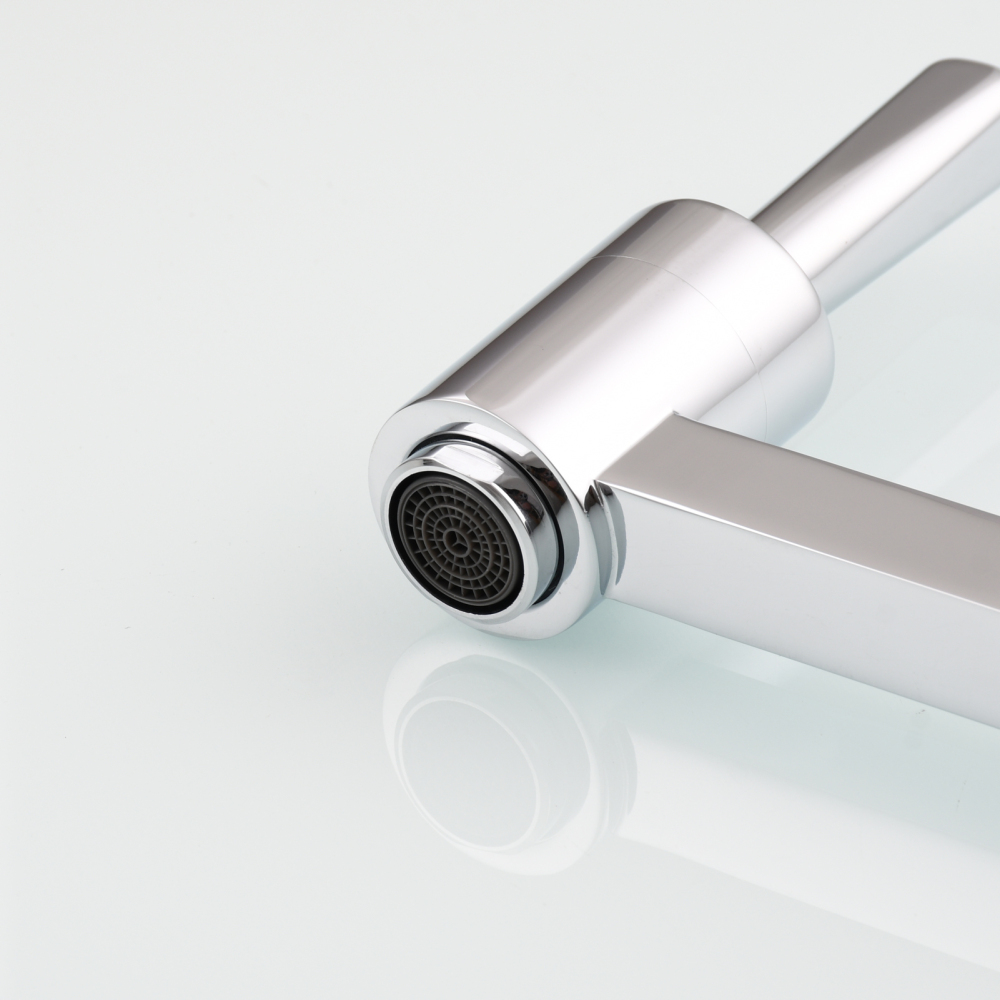 Tecmolog Brass Kitchen Wall Mounted Faucet Rotating Switch Telescopic Faucet