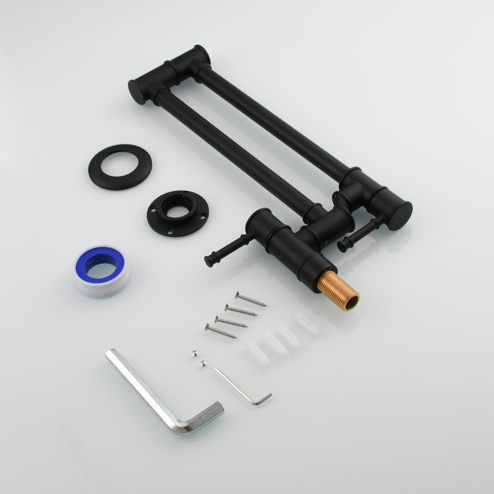 Tecmolog Brass Pot Filler Faucet Wall Mount Kitchen Folding Faucet Double Joint Swing Arms