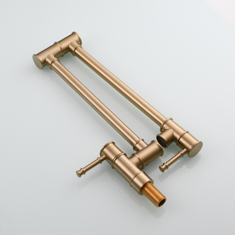 Tecmolog Brass Pot Filler Faucet Wall Mount Kitchen Folding Faucet Double Joint Swing Arms