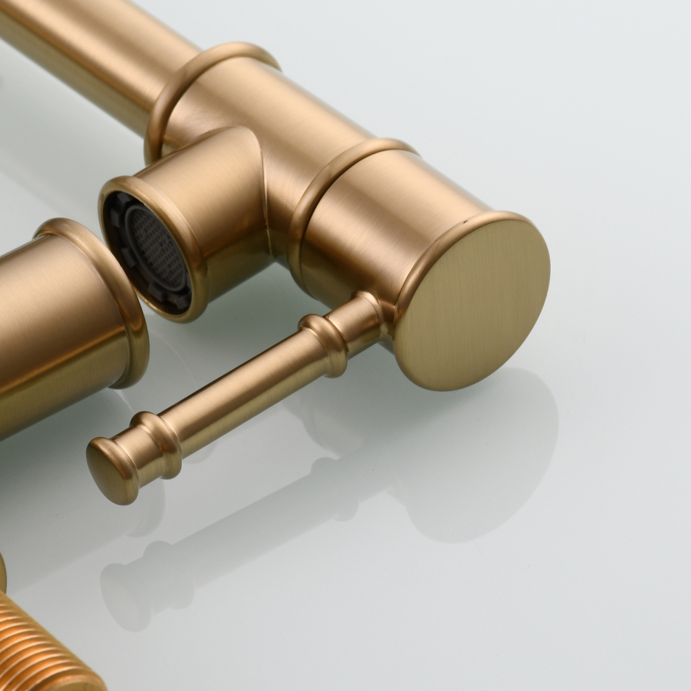 Tecmolog Brass Pot Filler Faucet Wall Mount Kitchen Folding Faucet Double Joint Swing Arms