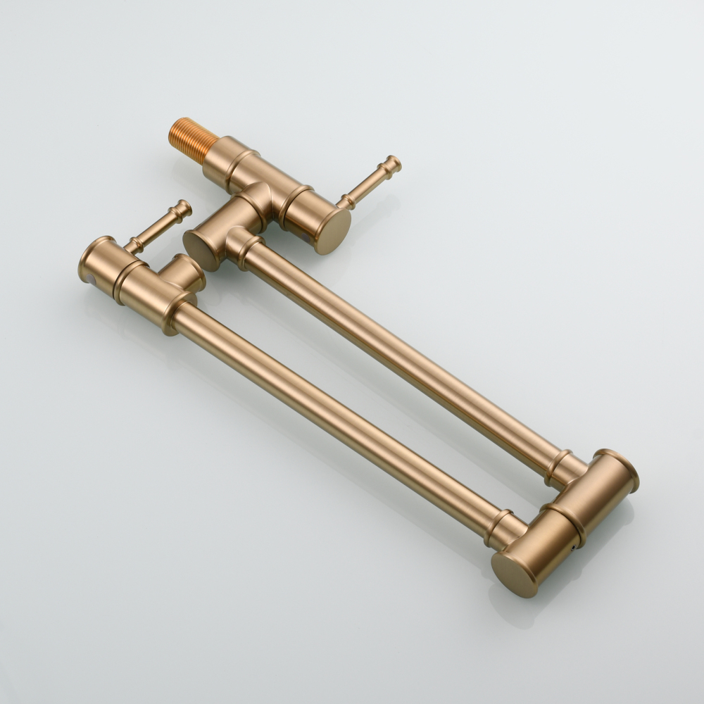 Tecmolog Brass Pot Filler Faucet Wall Mount Kitchen Folding Faucet Double Joint Swing Arms