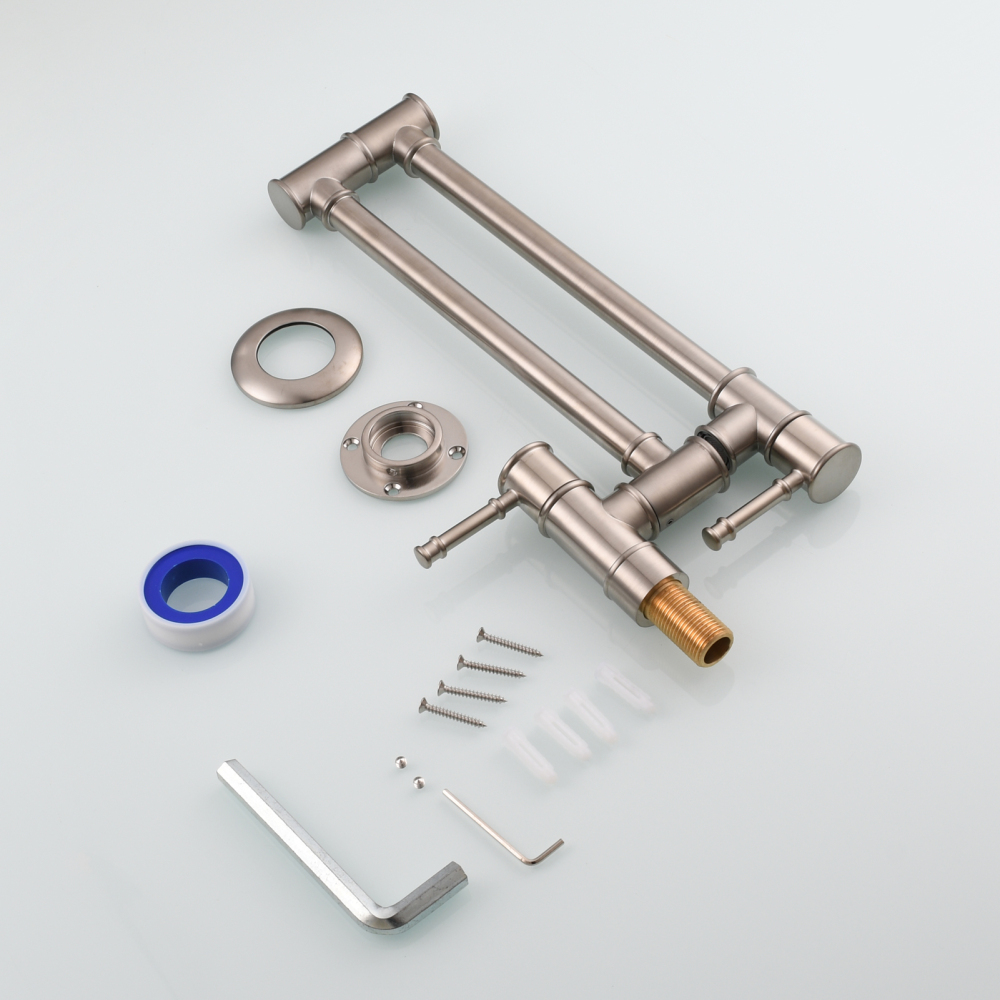 Tecmolog Brass Pot Filler Faucet Wall Mount Kitchen Folding Faucet Double Joint Swing Arms