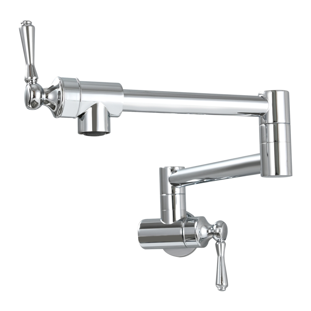 Tecmolog Brass Folding Double Joint Swing Arm Kitchen Faucet Single Hole Two Handles Kitchen Single Cold