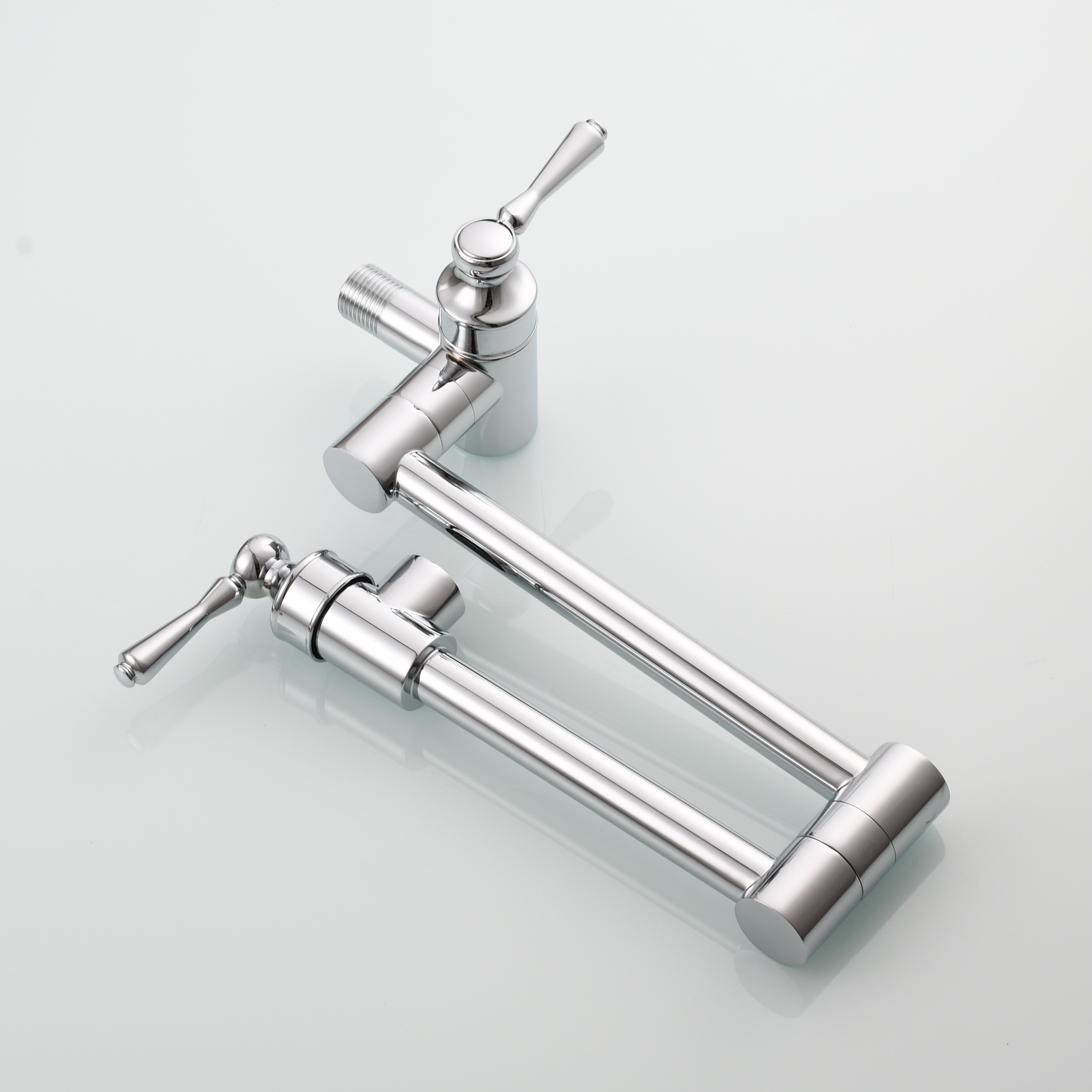 Tecmolog Brass Folding Double Joint Swing Arm Kitchen Faucet Single Hole Two Handles Kitchen Single Cold