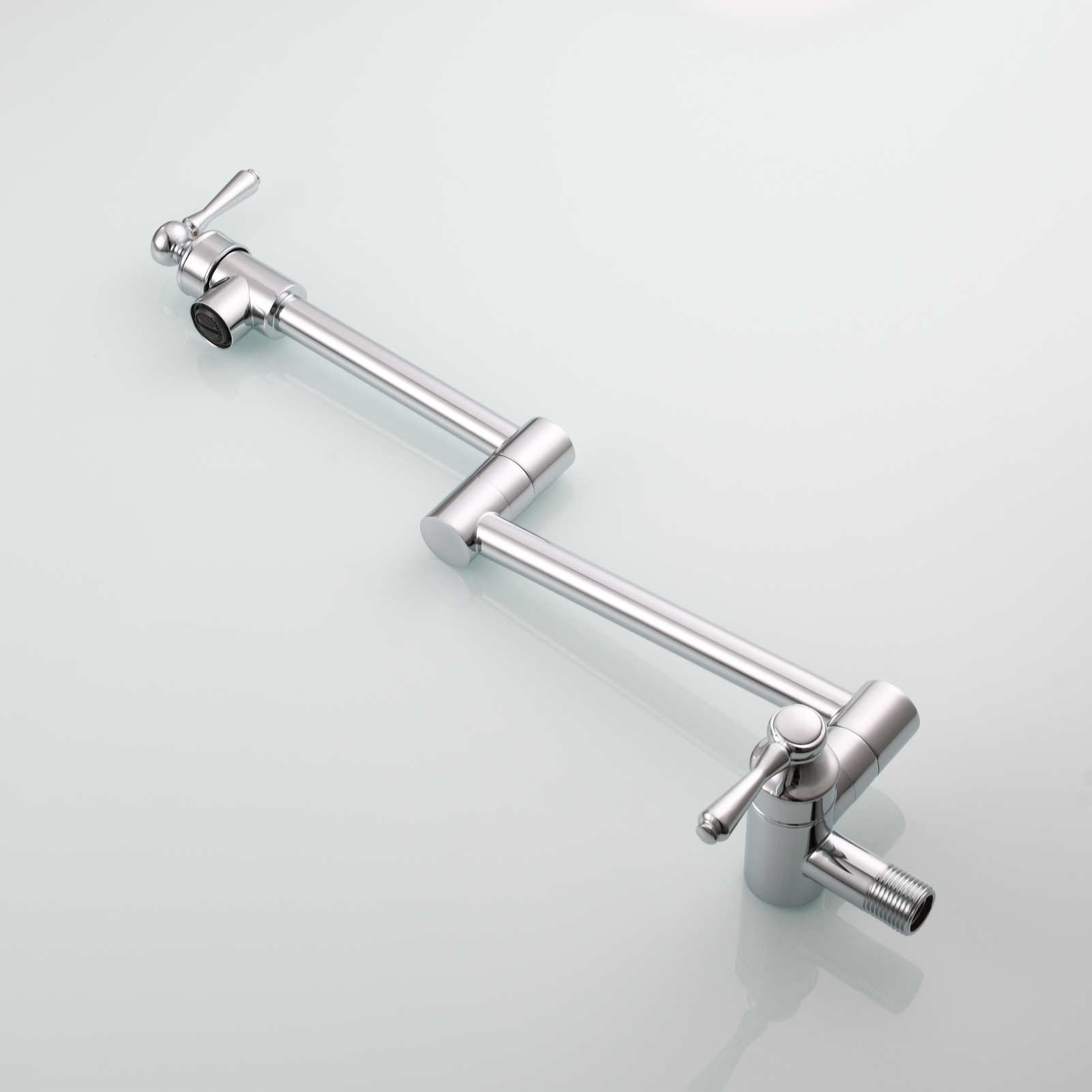 Tecmolog Brass Folding Double Joint Swing Arm Kitchen Faucet Single Hole Two Handles Kitchen Single Cold