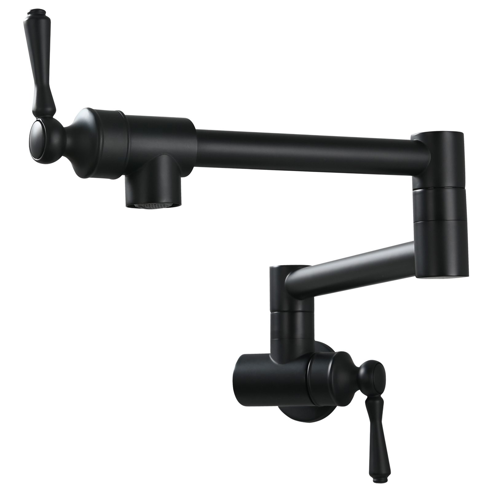 Tecmolog Brass Folding Double Joint Swing Arm Kitchen Faucet Single Hole Two Handles Kitchen Single Cold