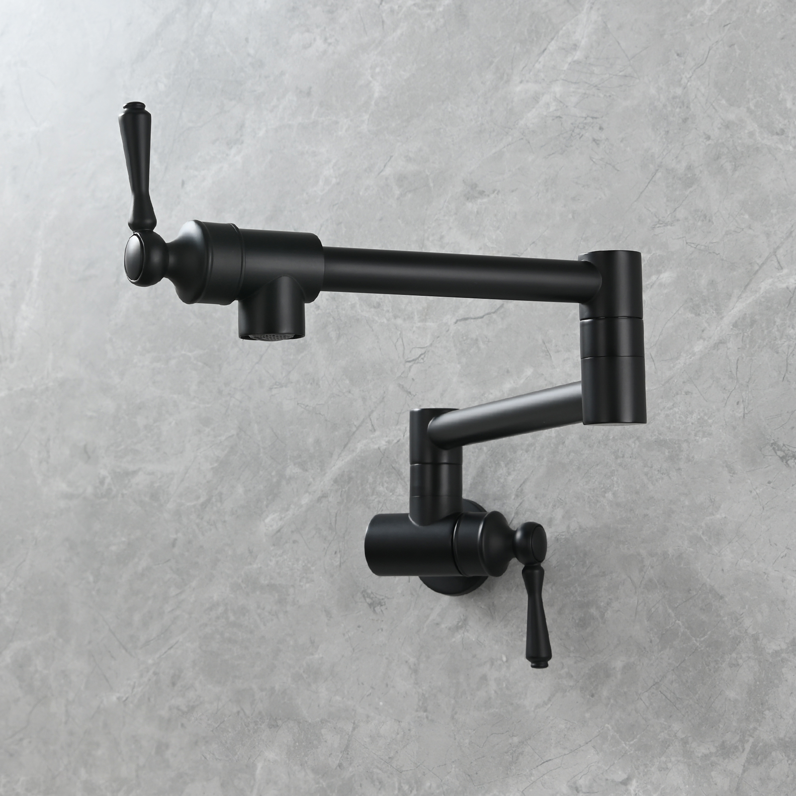 Tecmolog Brass Folding Double Joint Swing Arm Kitchen Faucet Single Hole Two Handles Kitchen Single Cold