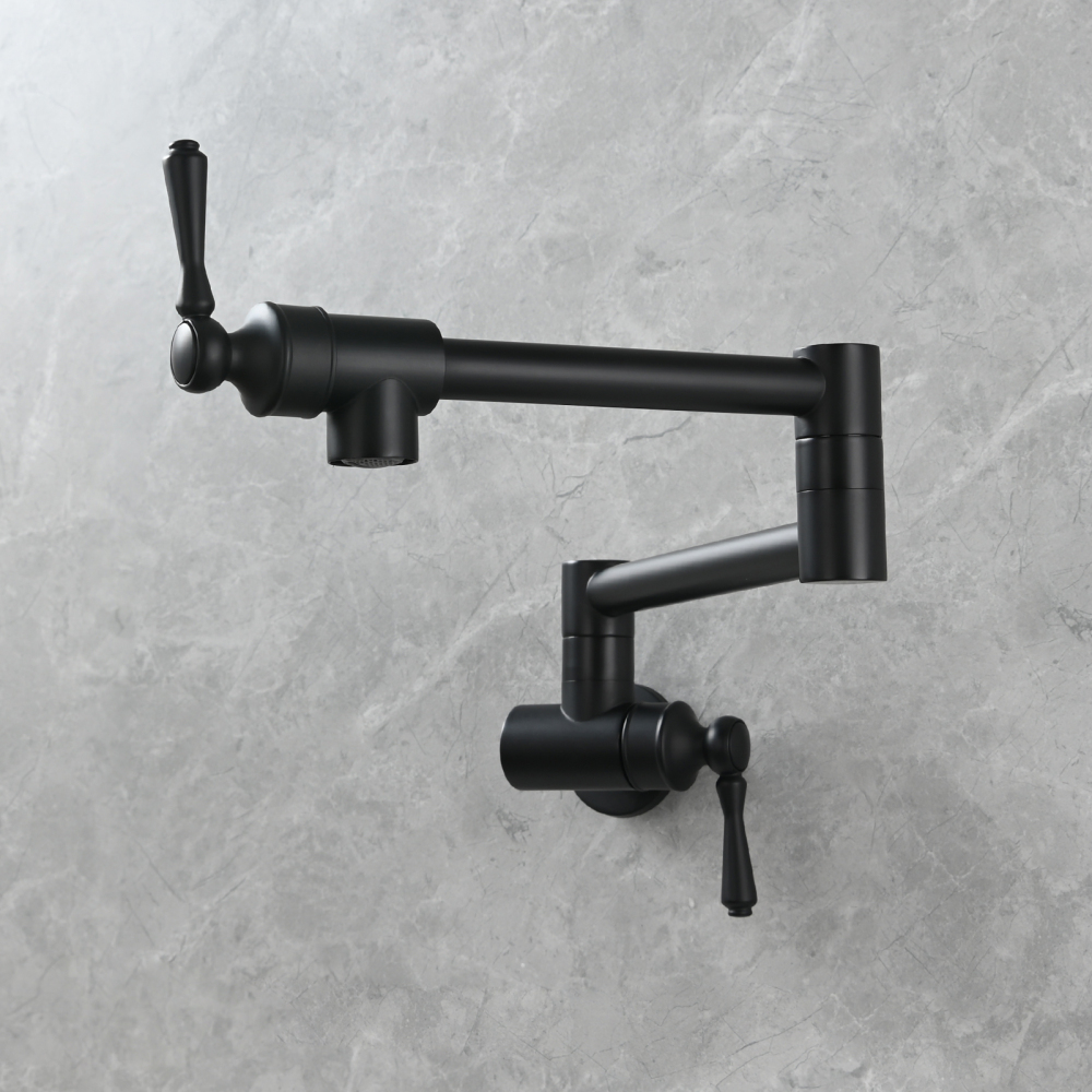 Tecmolog Brass Folding Double Joint Swing Arm Kitchen Faucet Single Hole Two Handles Kitchen Single Cold