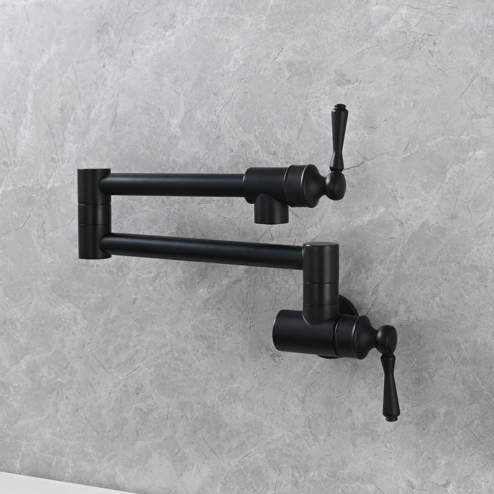 Tecmolog Brass Folding Double Joint Swing Arm Kitchen Faucet Single Hole Two Handles Kitchen Single Cold