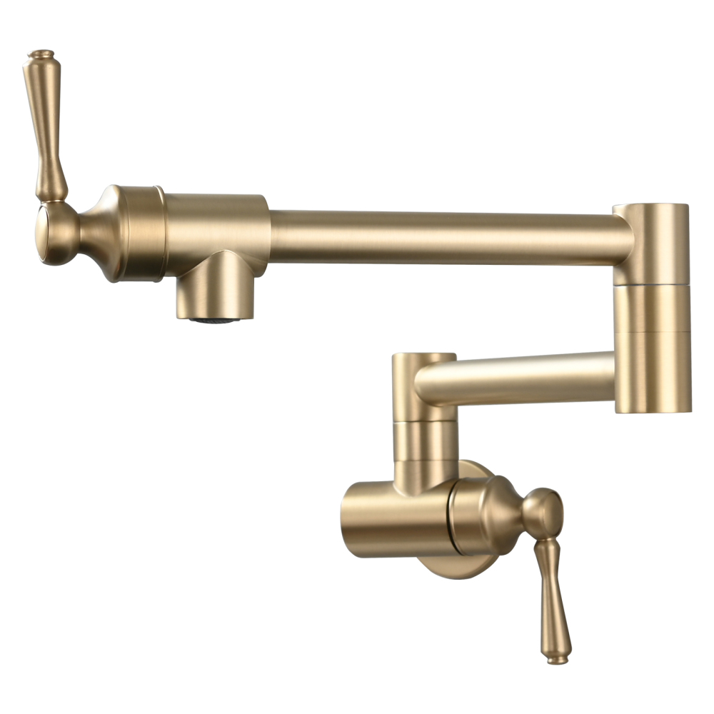 Tecmolog Brass Folding Double Joint Swing Arm Kitchen Faucet Single Hole Two Handles Kitchen Single Cold