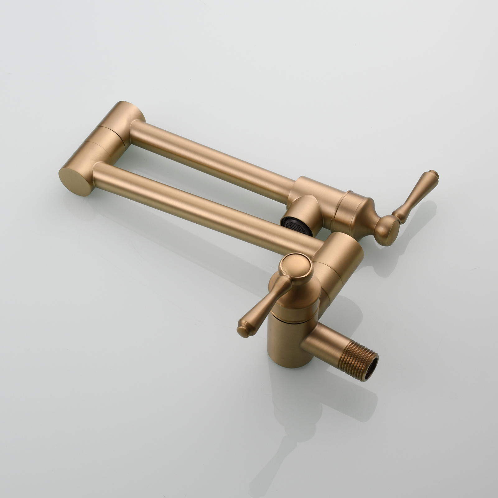 Tecmolog Brass Folding Double Joint Swing Arm Kitchen Faucet Single Hole Two Handles Kitchen Single Cold