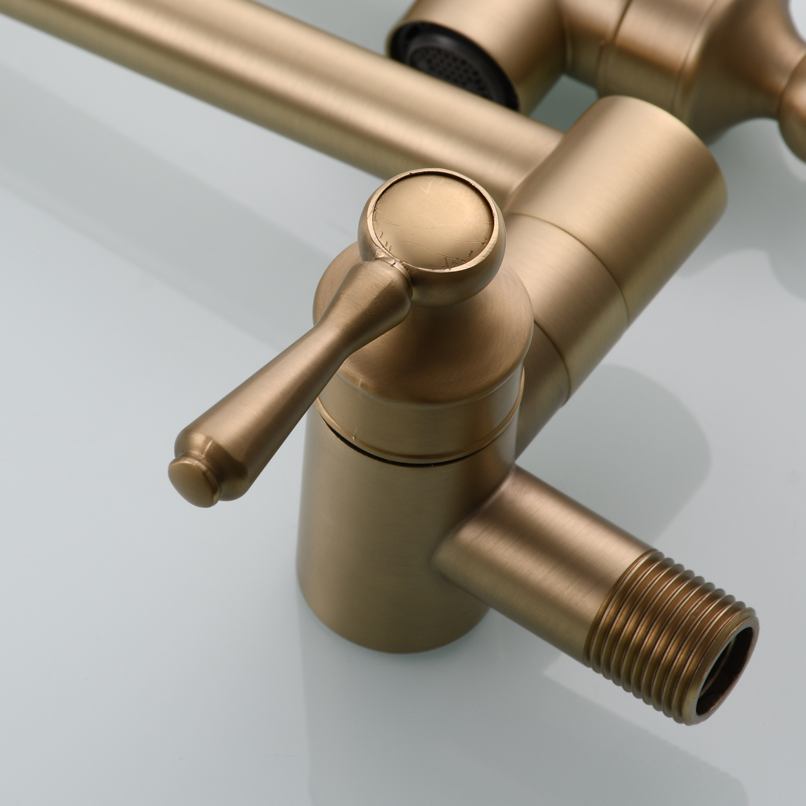 Tecmolog Brass Folding Double Joint Swing Arm Kitchen Faucet Single Hole Two Handles Kitchen Single Cold