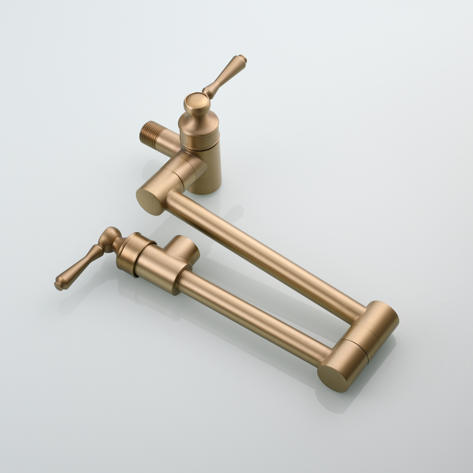 Tecmolog Brass Folding Double Joint Swing Arm Kitchen Faucet Single Hole Two Handles Kitchen Single Cold