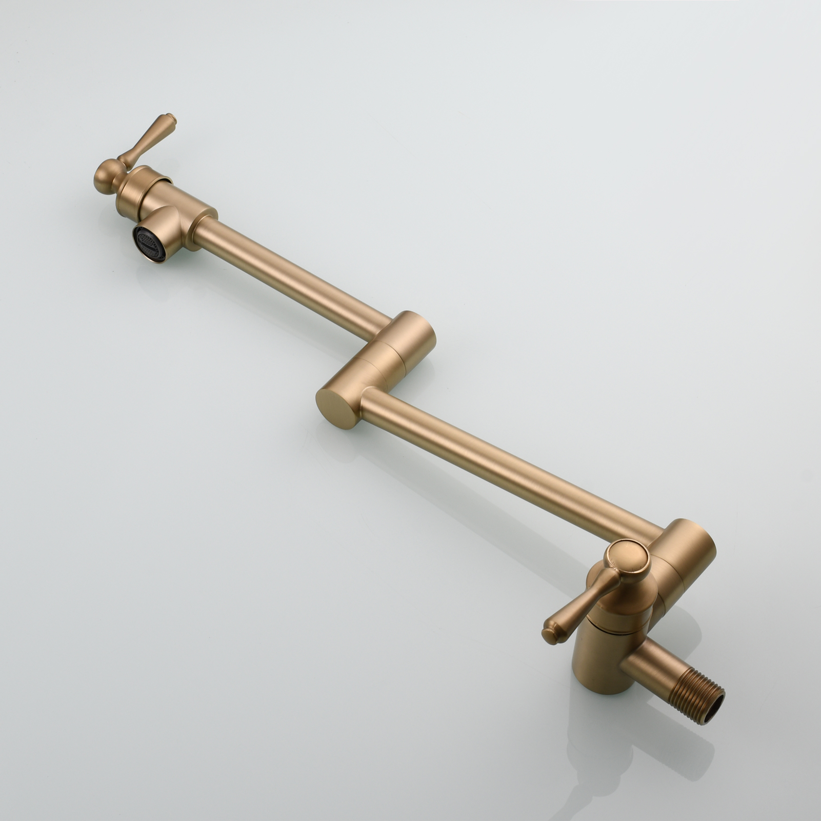 Tecmolog Brass Folding Double Joint Swing Arm Kitchen Faucet Single Hole Two Handles Kitchen Single Cold