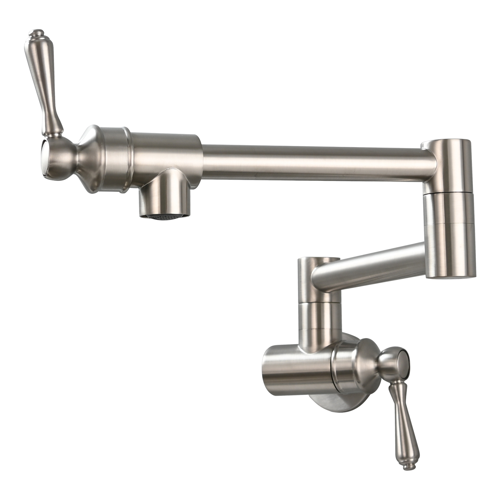 Tecmolog Brass Folding Double Joint Swing Arm Kitchen Faucet Single Hole Two Handles Kitchen Single Cold