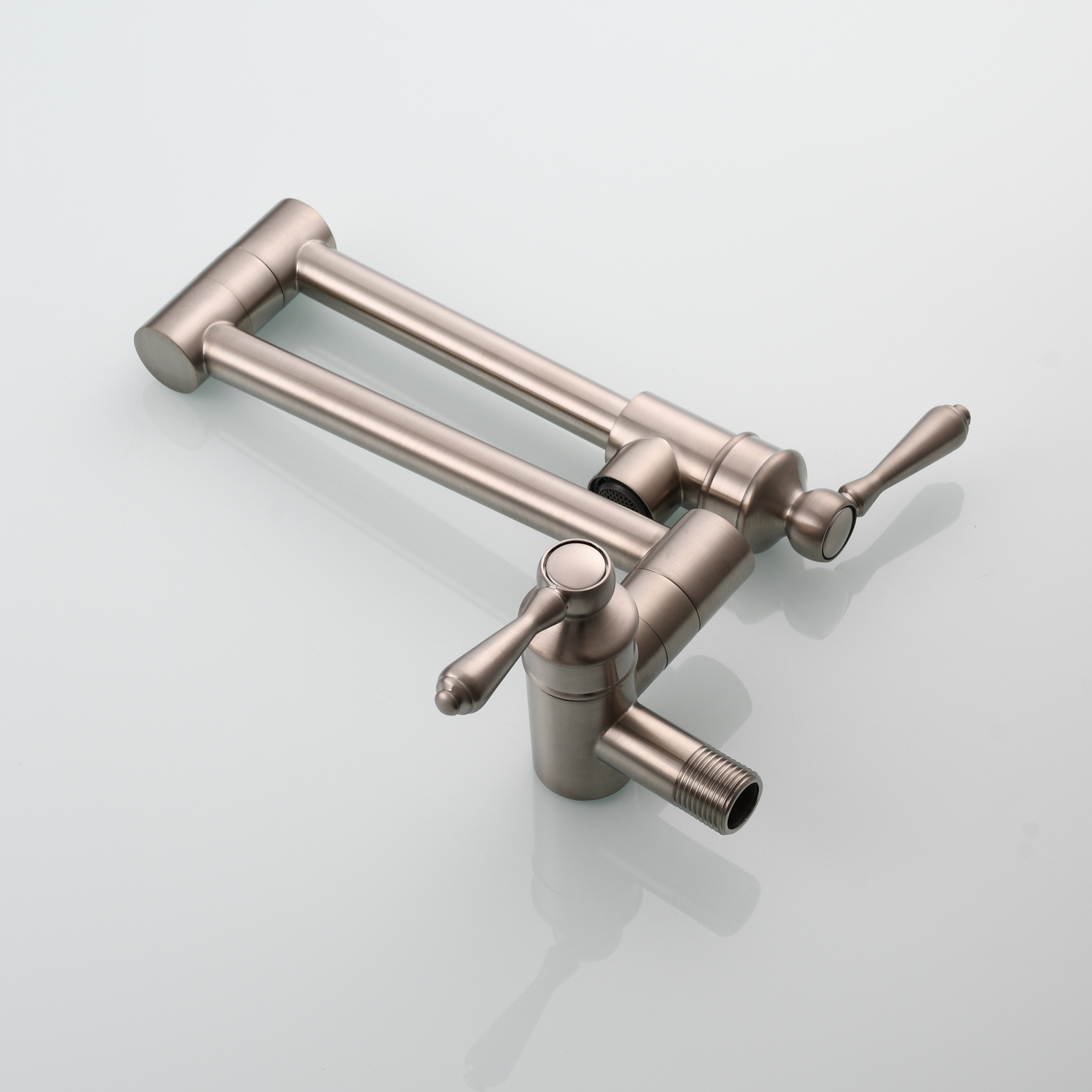 Tecmolog Brass Folding Double Joint Swing Arm Kitchen Faucet Single Hole Two Handles Kitchen Single Cold