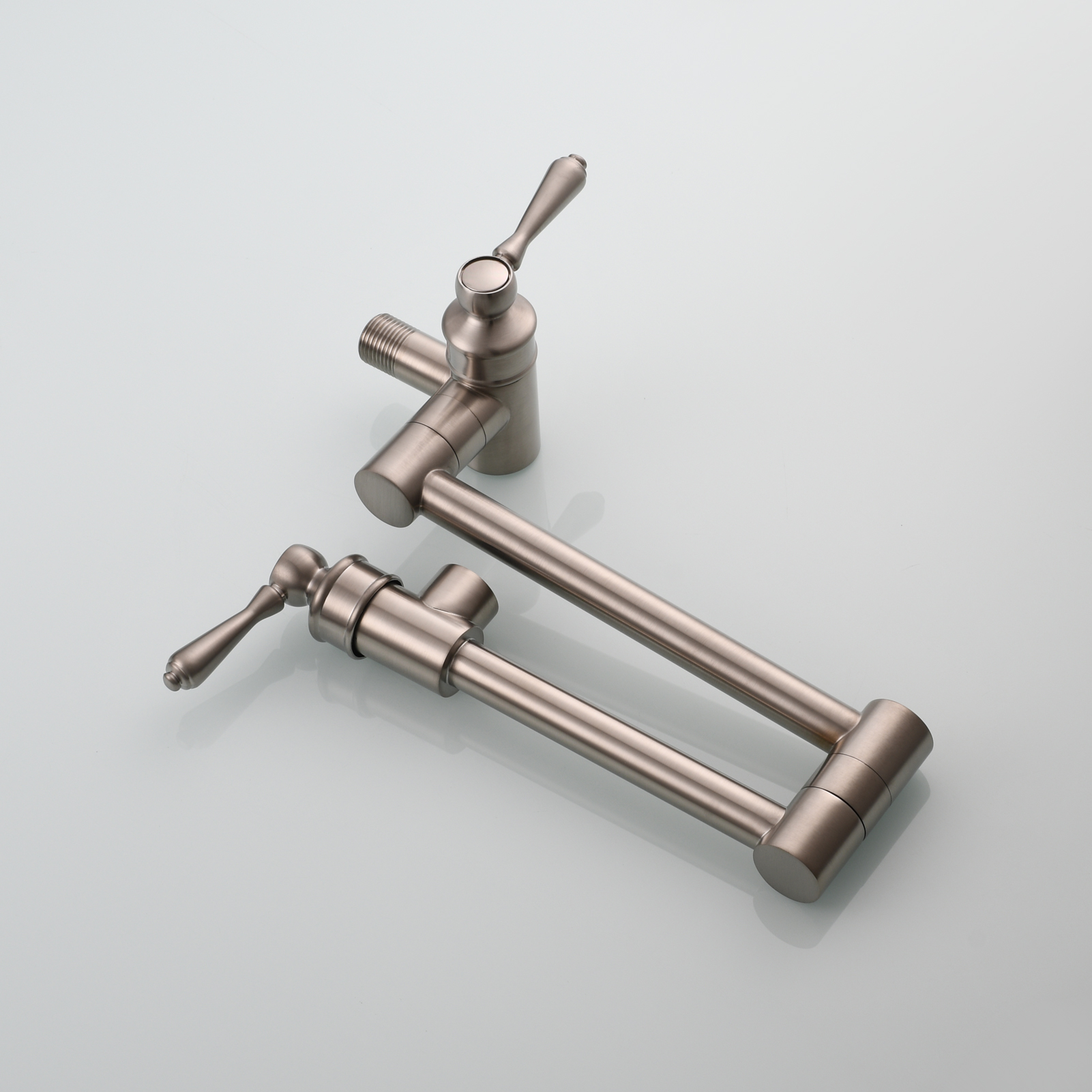 Tecmolog Brass Folding Double Joint Swing Arm Kitchen Faucet Single Hole Two Handles Kitchen Single Cold