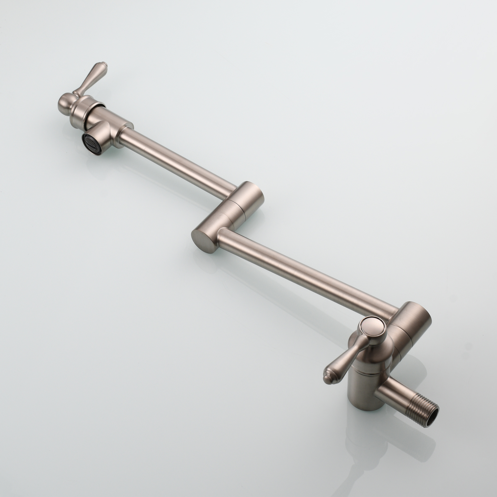 Tecmolog Brass Folding Double Joint Swing Arm Kitchen Faucet Single Hole Two Handles Kitchen Single Cold