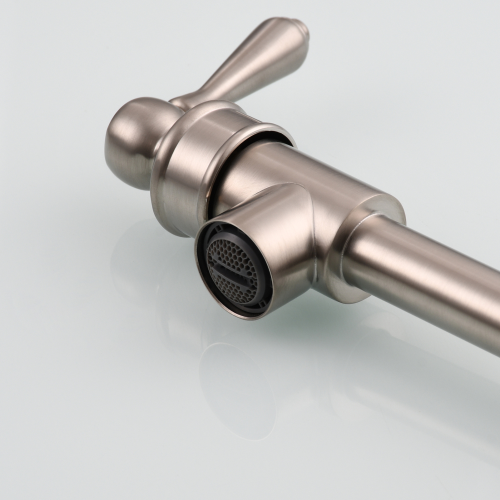 Tecmolog Brass Folding Double Joint Swing Arm Kitchen Faucet Single Hole Two Handles Kitchen Single Cold