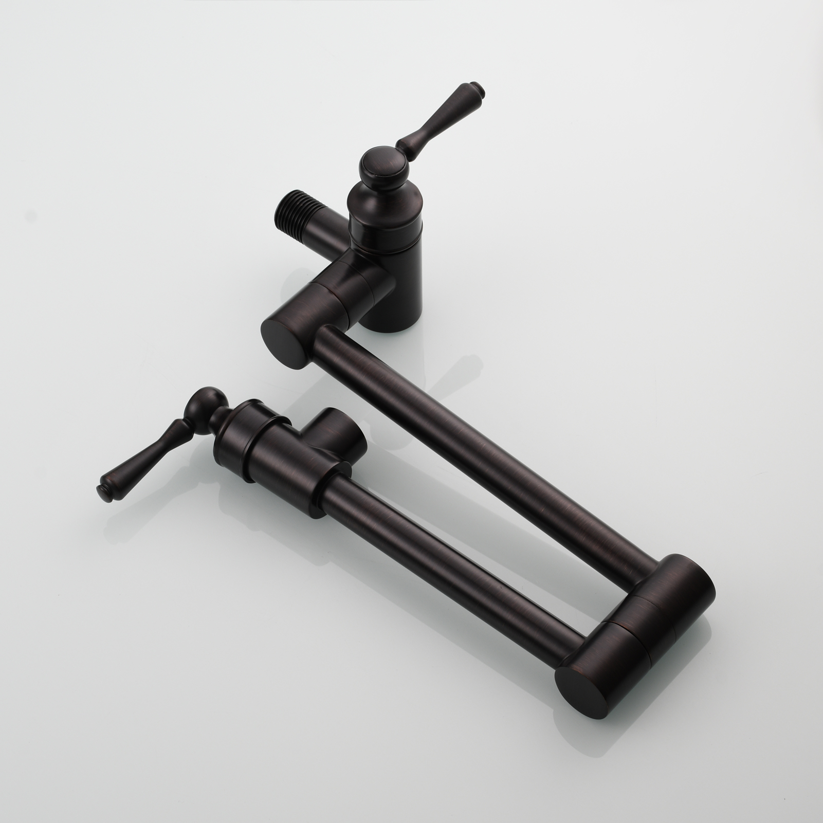 Tecmolog Brass Folding Double Joint Swing Arm Kitchen Faucet Single Hole Two Handles Kitchen Single Cold