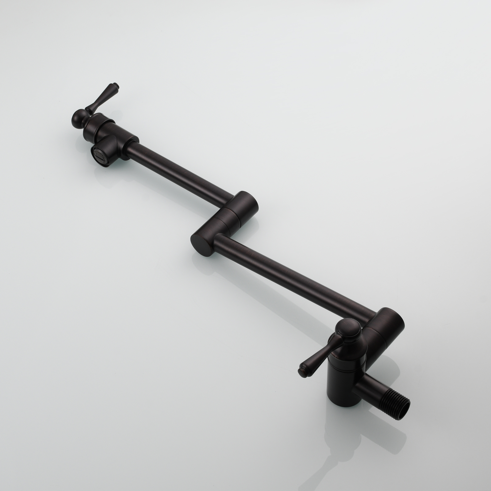 Tecmolog Brass Folding Double Joint Swing Arm Kitchen Faucet Single Hole Two Handles Kitchen Single Cold