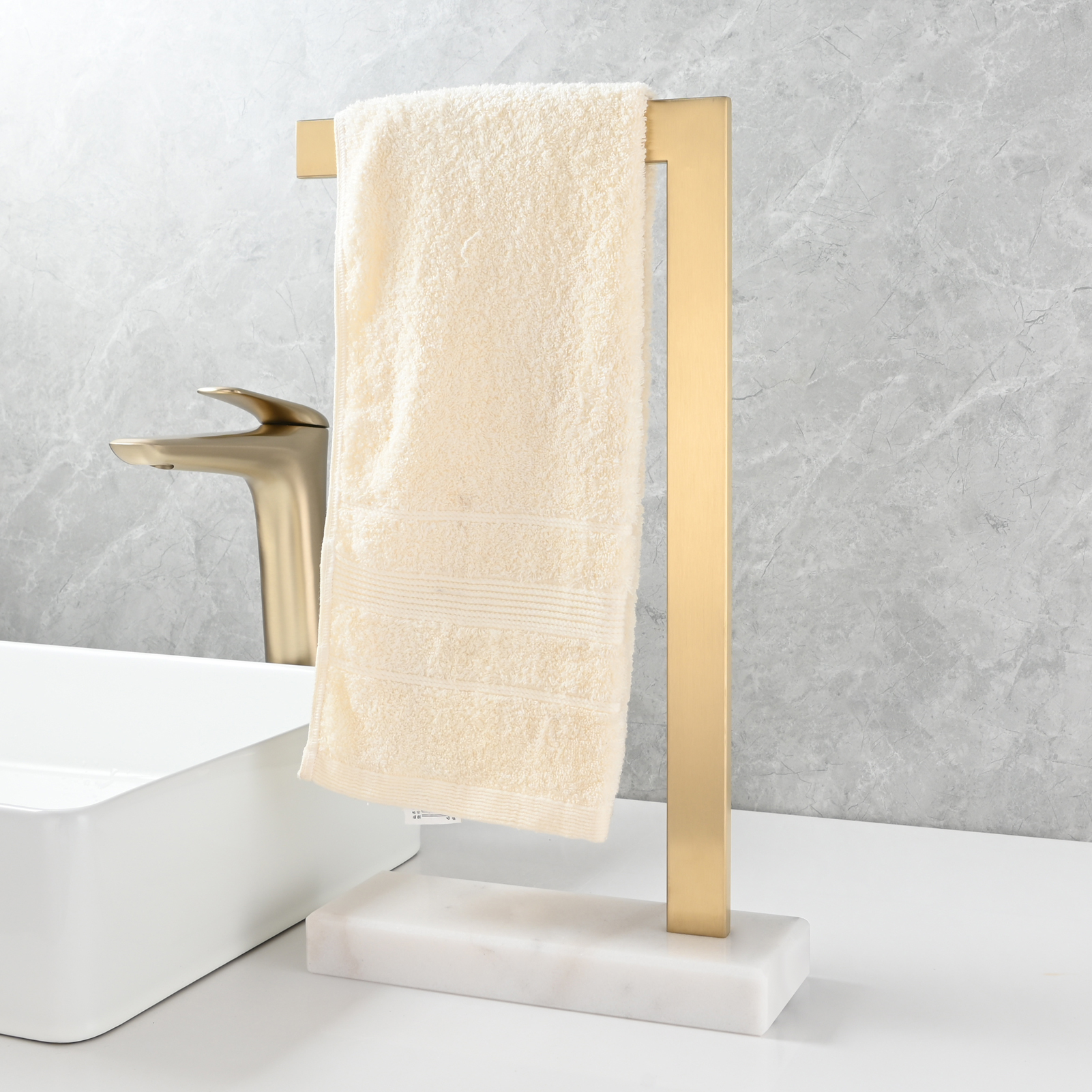 Tecmolog Stainless Steel Standing Towel Holder, Bathroom  Marble Hand Towel Holder Holder