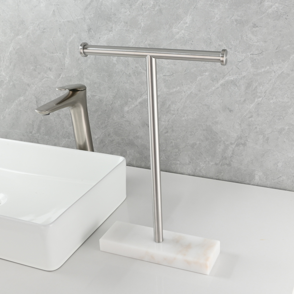 Tecmolog 304 Stainless Steel Stand Tissue Roll Marble Base Paper Storage for Bathroom