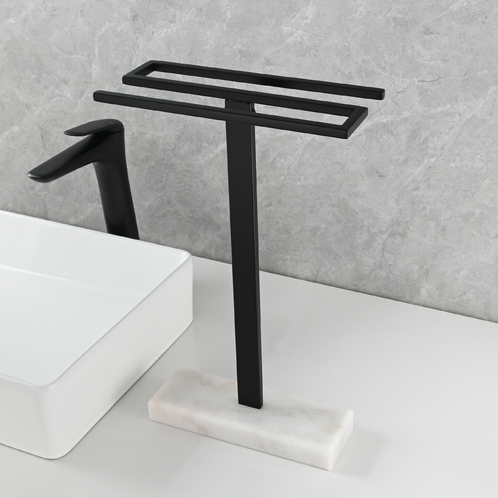 Tecmolog Stainless Steel Toilet Paper Holder Stand,Muti-Function Paper Clip Shape Towel Holder