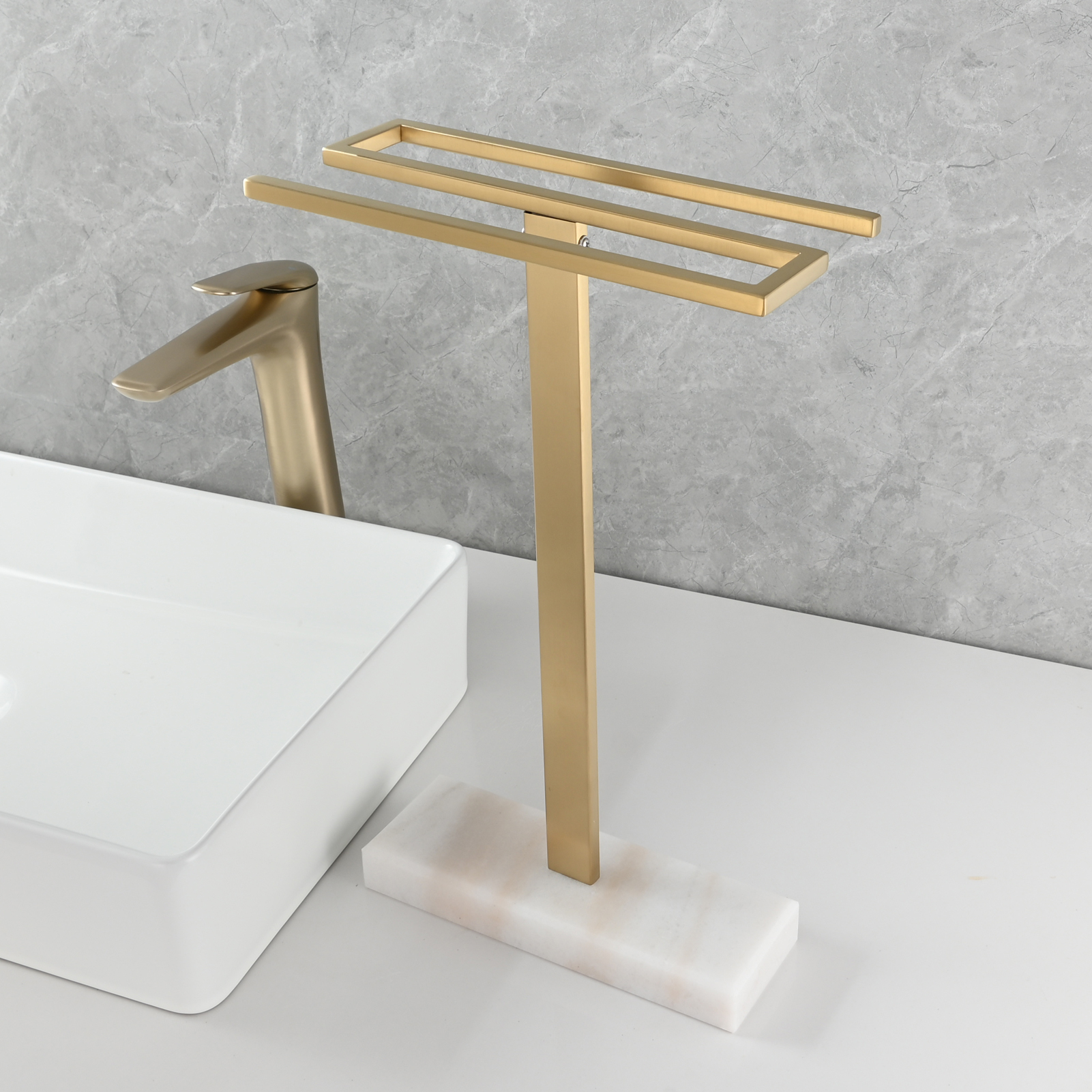 Tecmolog Stainless Steel Toilet Towel Holder Stand,Muti-Function Paper Clip Shape Towel Holder