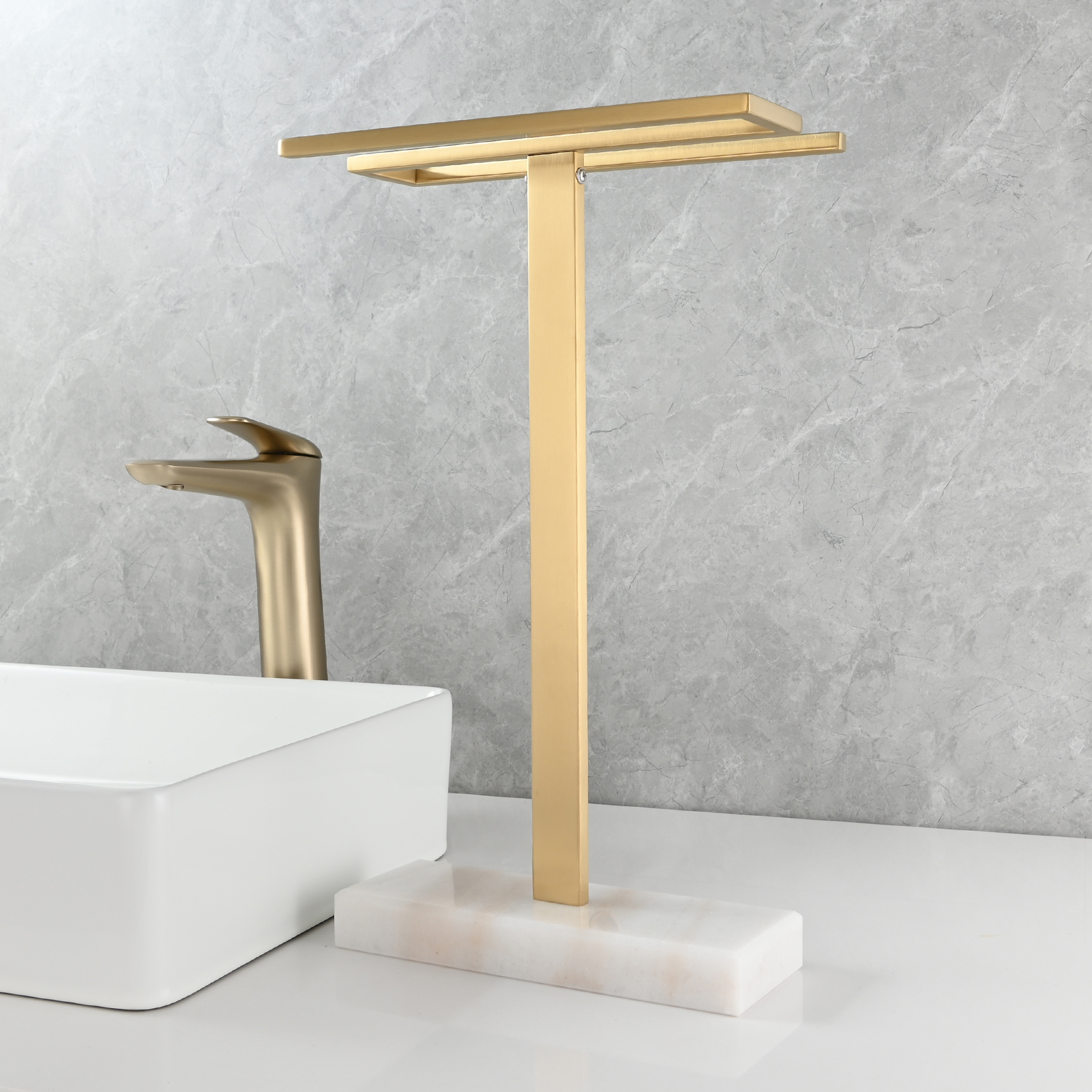 Tecmolog Stainless Steel Toilet Towel Holder Stand,Muti-Function Paper Clip Shape Towel Holder