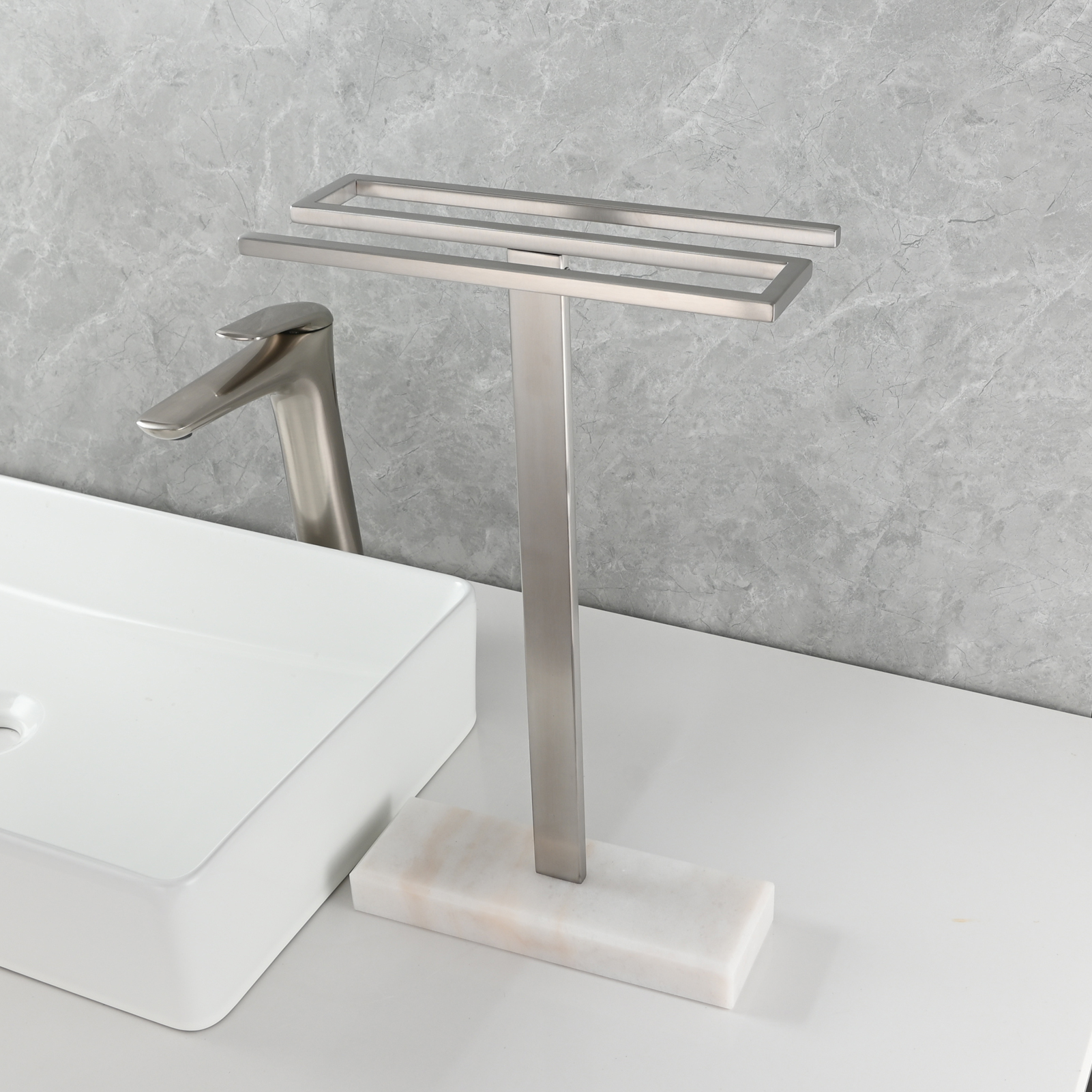 Tecmolog Stainless Steel Toilet Paper Holder Stand,Muti-Function Paper Clip Shape Towel Holder