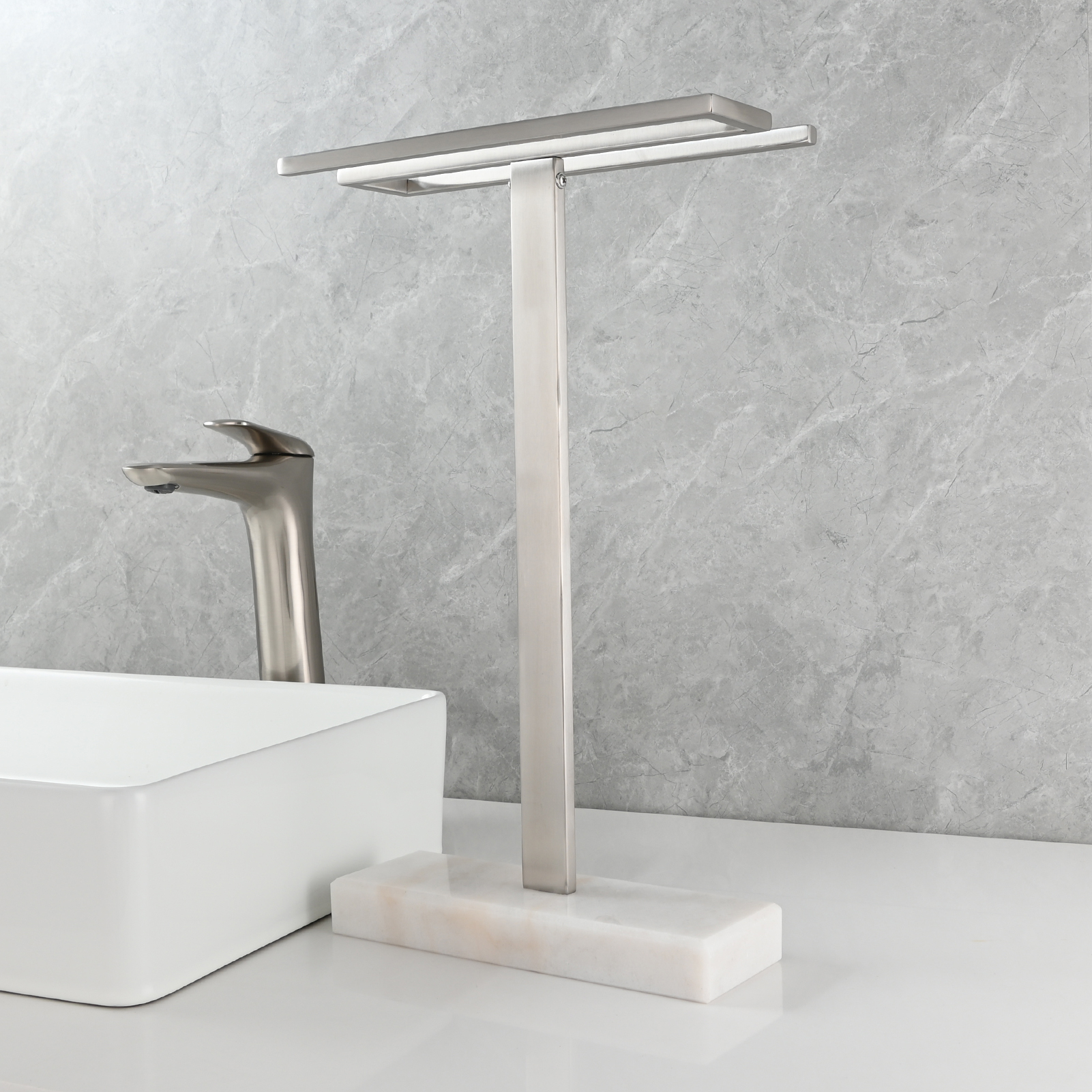 Tecmolog Stainless Steel Toilet Paper Holder Stand,Muti-Function Paper Clip Shape Towel Holder