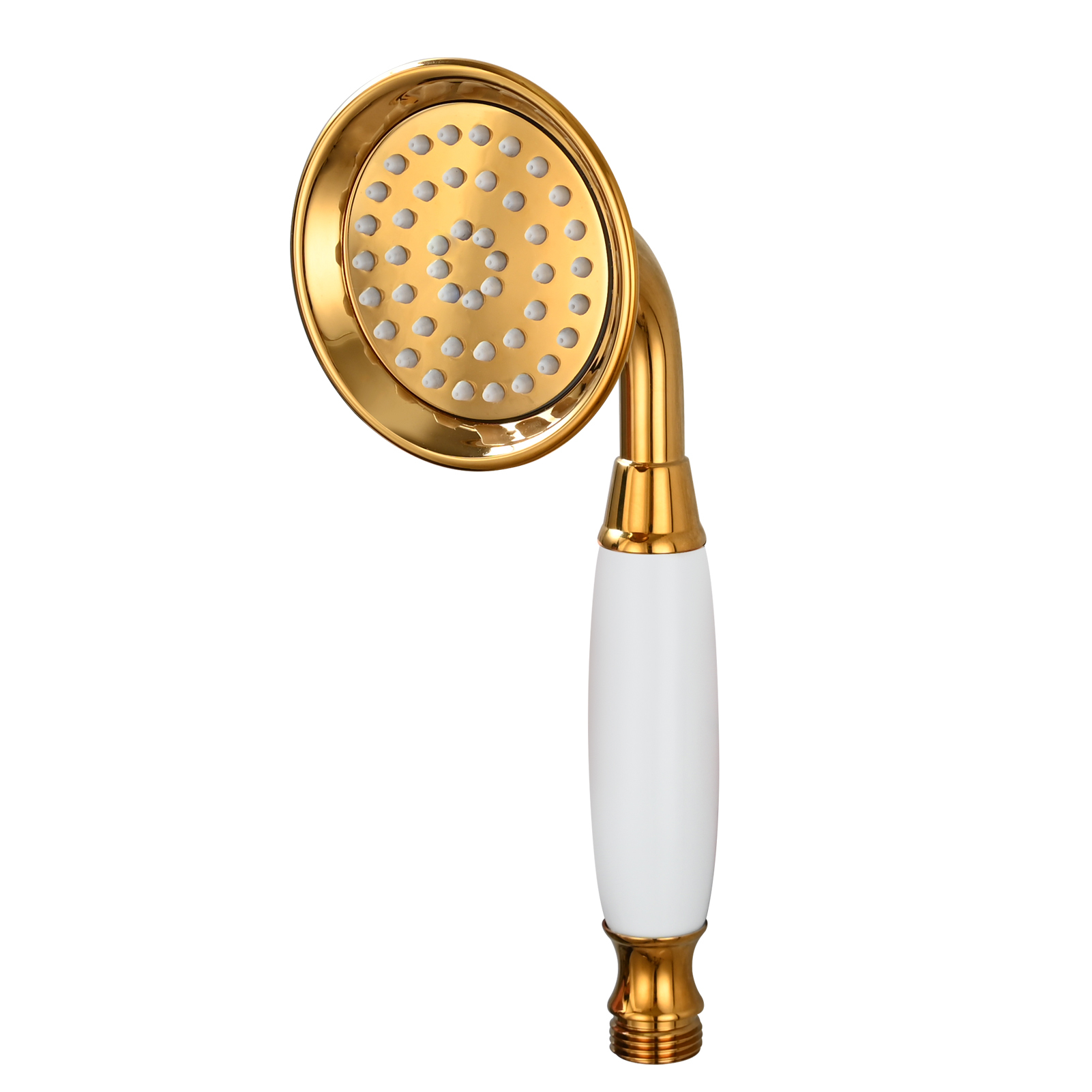 Tecmolog Brass PVD Gold Telephone Shower Head/Showee Set, Water Saving Handheld Shower Sprayer with 59" Shower Hose and Holder