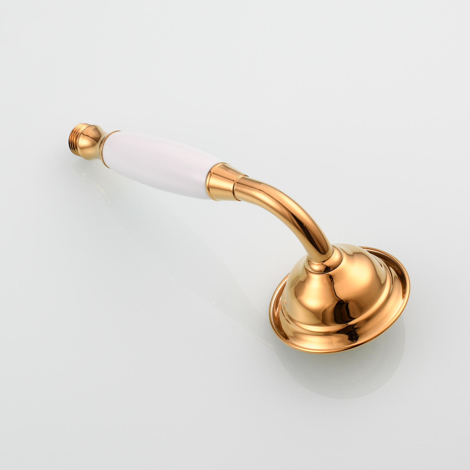 Tecmolog Brass PVD Gold Telephone Shower Head/Showee Set, Water Saving Handheld Shower Sprayer with 59" Shower Hose and Holder