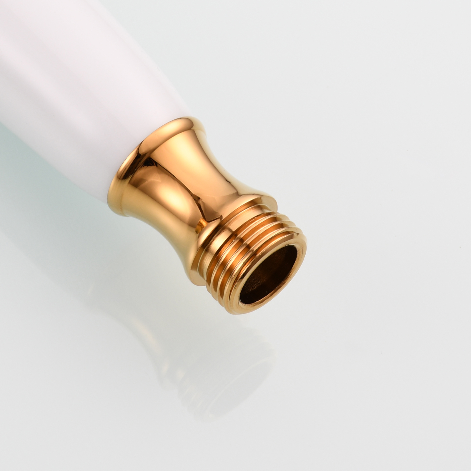 Tecmolog Brass PVD Gold Telephone Shower Head/Showee Set, Water Saving Handheld Shower Sprayer with 59" Shower Hose and Holder
